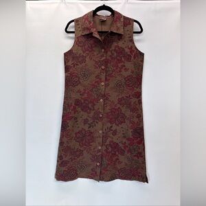 HABITAT Clothes To Live In Sleeveless Shirt Dress Sz S Button Front Linen Brown